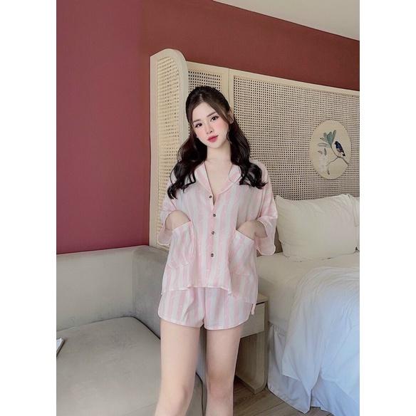 Đồ Ngủ Pijama Lụa, Tay Dơi Quần Ngắn Siêu Xinh, Tiểu Thư Mềm Mịn, Độc Lạ Khó Tìm, Sang Chảnh Hàn Quốc