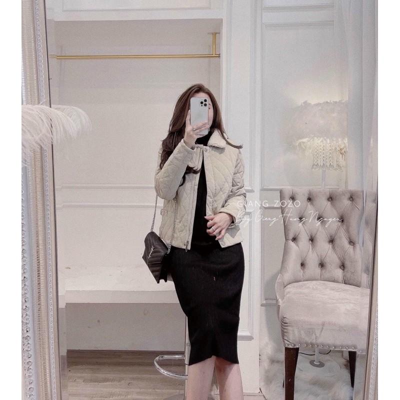 Áo phao da trám cổ lông lót lông mã 8821 hàng chuẩn tag mác