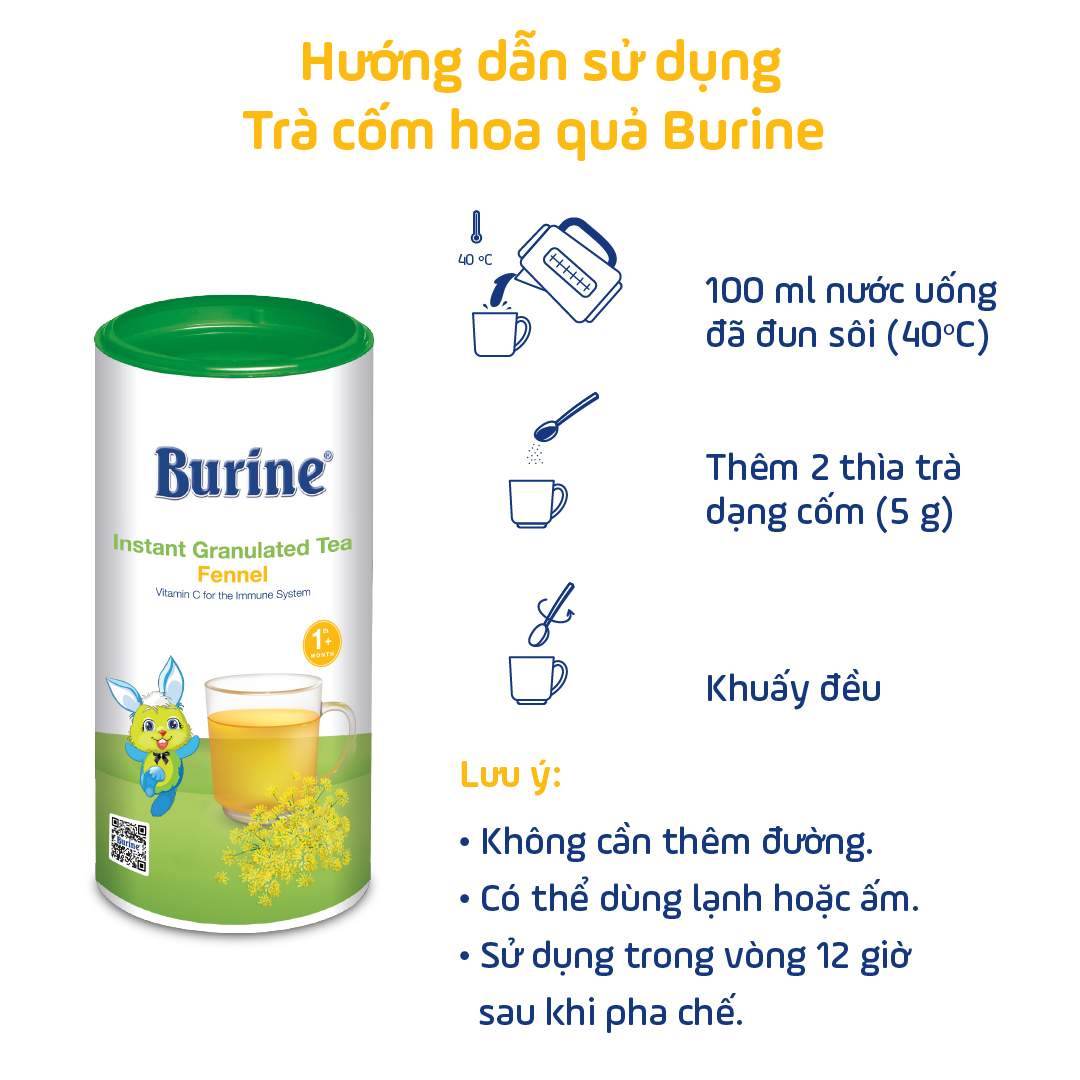 [HSD_T4.2024] Trà cốm hoa quả Burine dinh dưỡng dành cho bé - Vị Thì Là giúp hạn chế tưa lưỡi, hỗ trợ tiêu hoá, kháng khuẩn và chống oxy hoá (Không dành cho trẻ dưới 1 tháng tuổi)