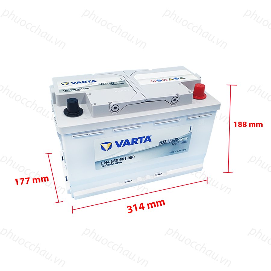 Bình Ắc Quy 12V80Ah, Ắc Quy VARTA AGM 80 LN4 580901080