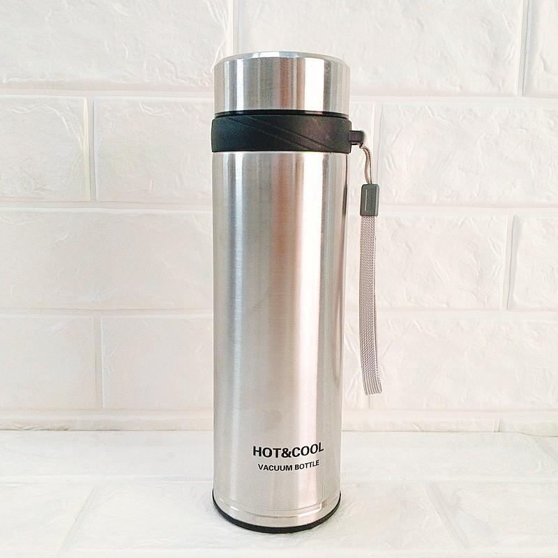 Bình đựng nước inox 600ml có dây treo nắp ron cao su đậy kín cao cấp