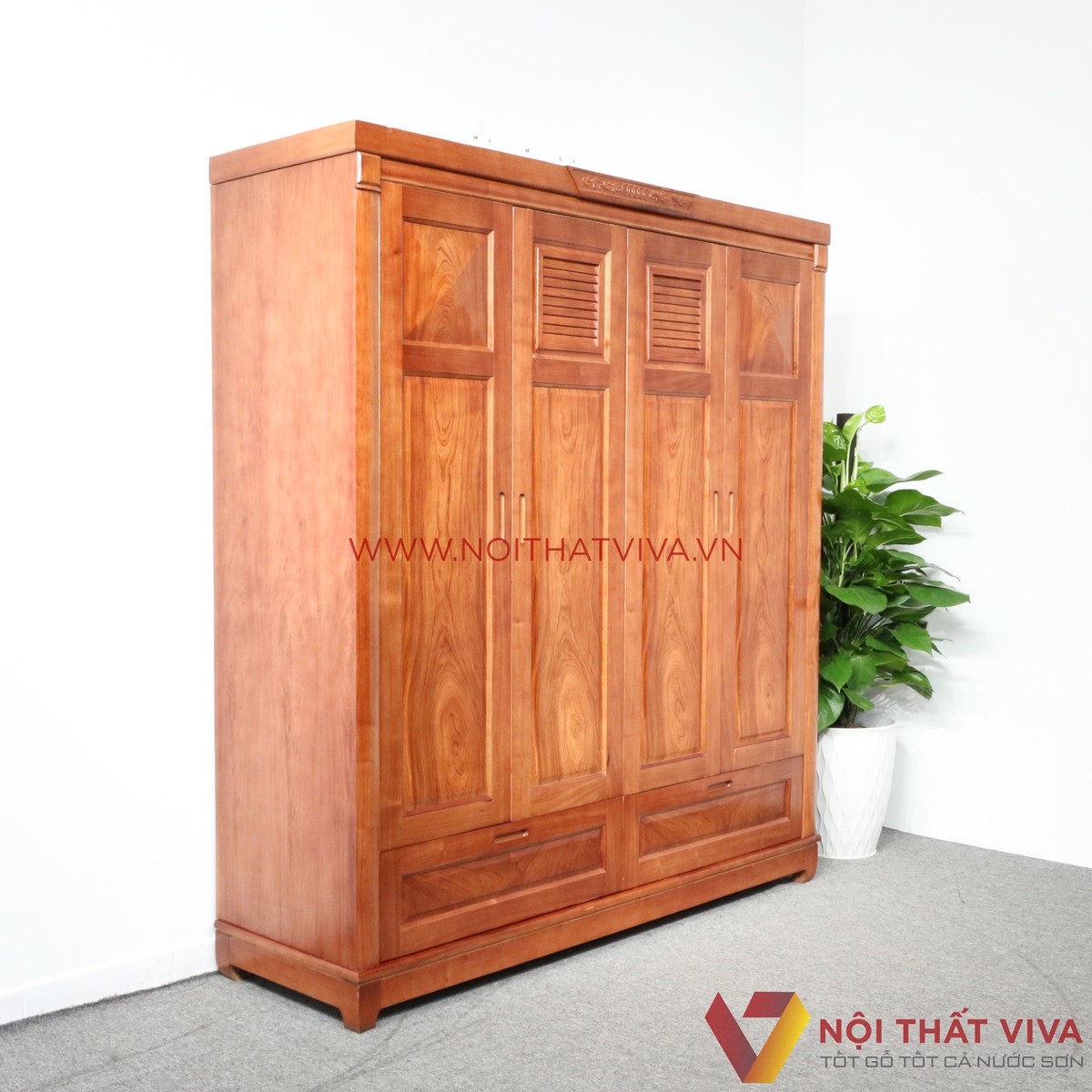 Tủ Áo 4 Cánh Gỗ Hương Đá Cao Cấp Đẹp Giá Rẻ