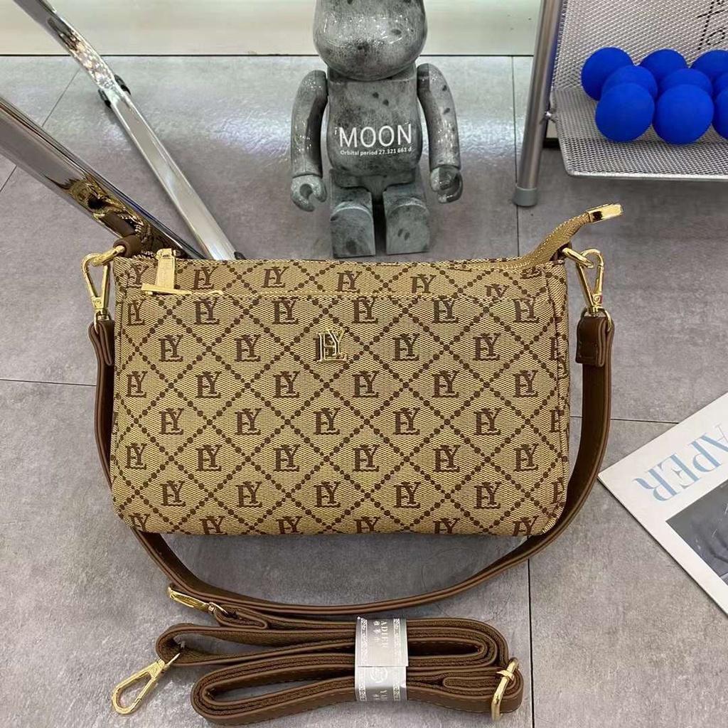 Ví clutch nữ da PU cao cấp họa tiết monogram thời trang vintage công sở nhiều ngăn tiện lợi Y2409