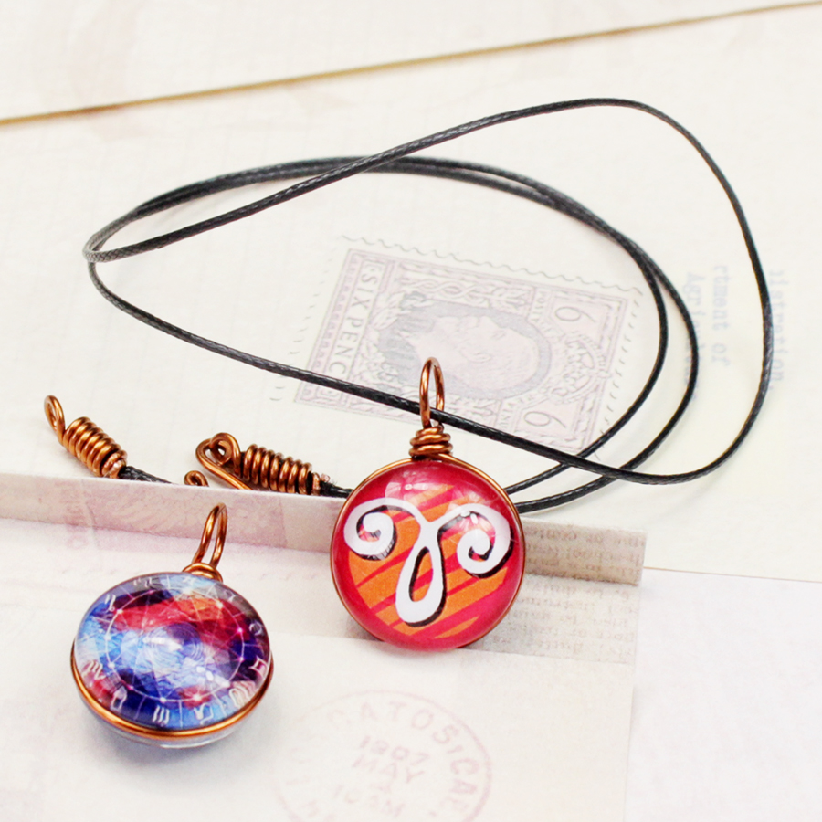 Dây chuyền mặt 14mm hình 12 cung hoàng đạo Zodiac màu sắc tươi sáng 14MM-002