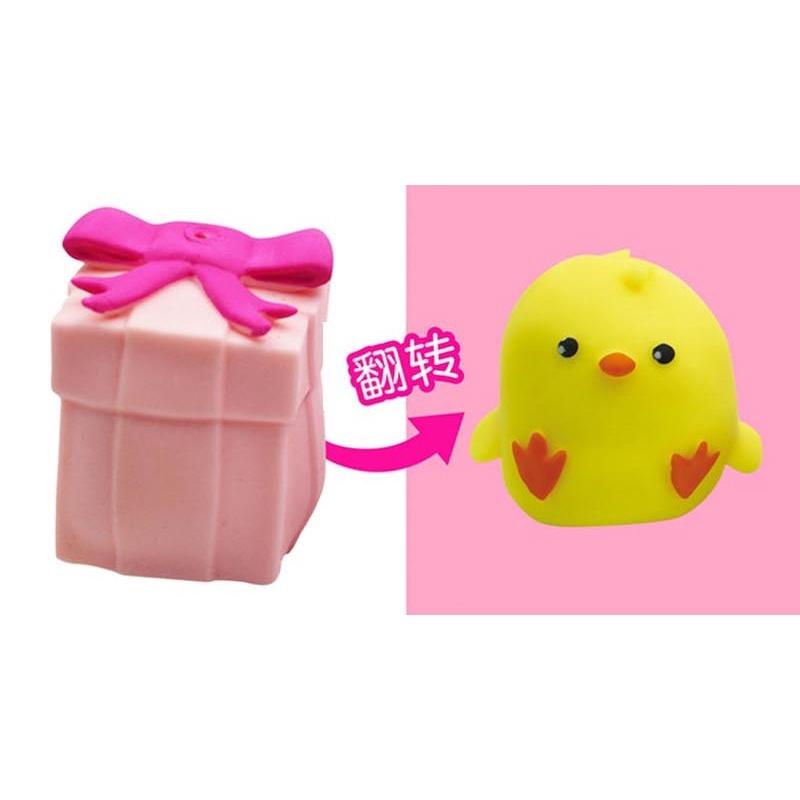 Squishy Mochi thú lộn hộp quà hình thỏ trắng gấu hồng mềm mịn dễ thương chân thực giảm stress