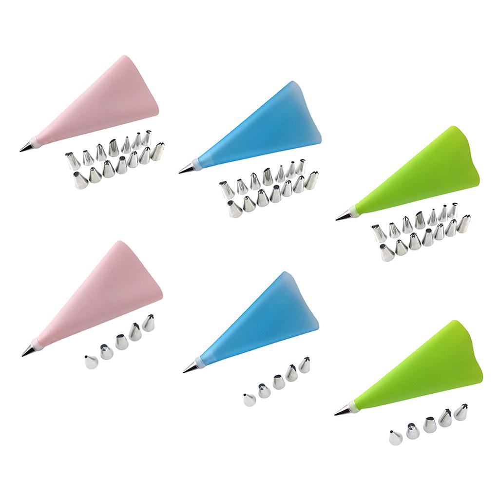 2Set Piping Pastry Bag Stainless Steel Nozzles Cake Decor DIY Tools Set