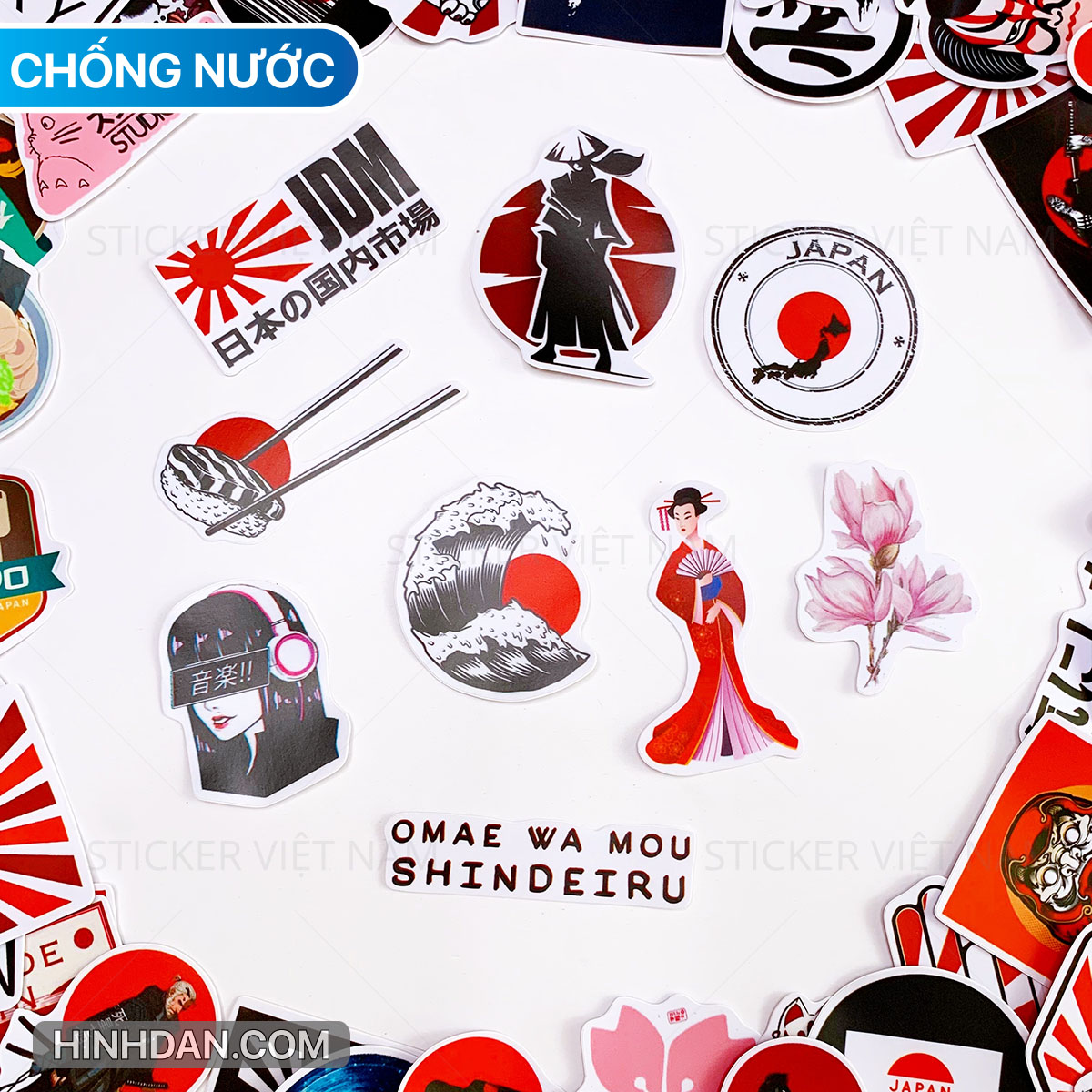 Sticker chủ đề Nhật Bản Japan - Chất Liệu PVC Chất Lượng Cao Chống Nước - Kích Thước 4-8cm