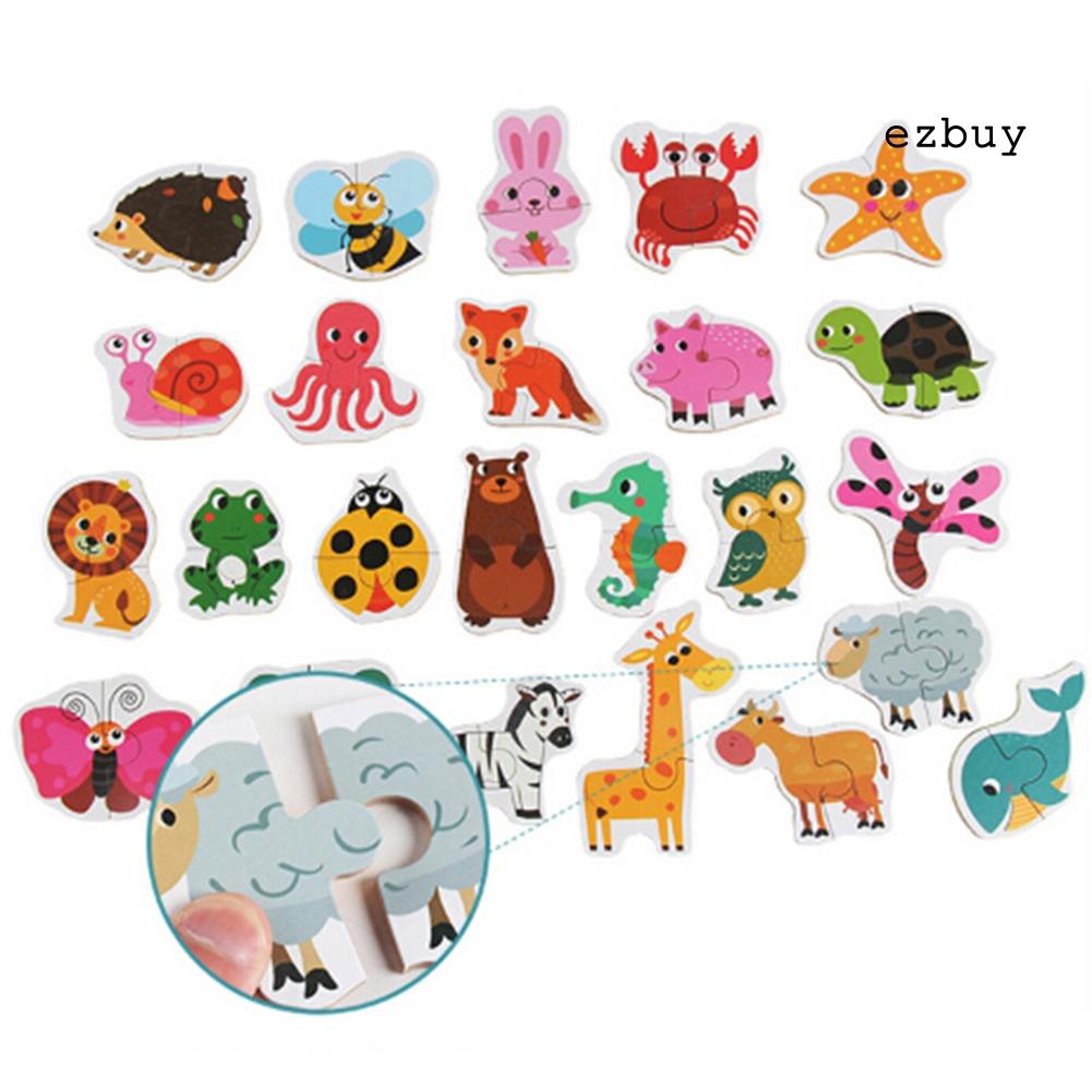 EY-24Pcs/Set Children Matching Puzzle Game Animal Cognition Kids Educational Toy