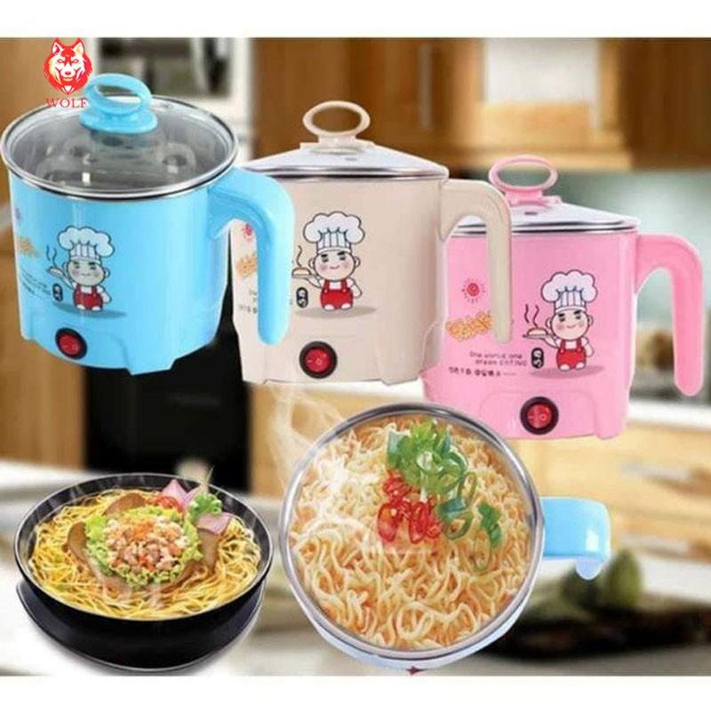 Ca Nấu Mì, Nấu Lẩu Mini Đa Năng 2 Tầng Siêu Tốc 18cm Tặng Kèm Khay Hấp