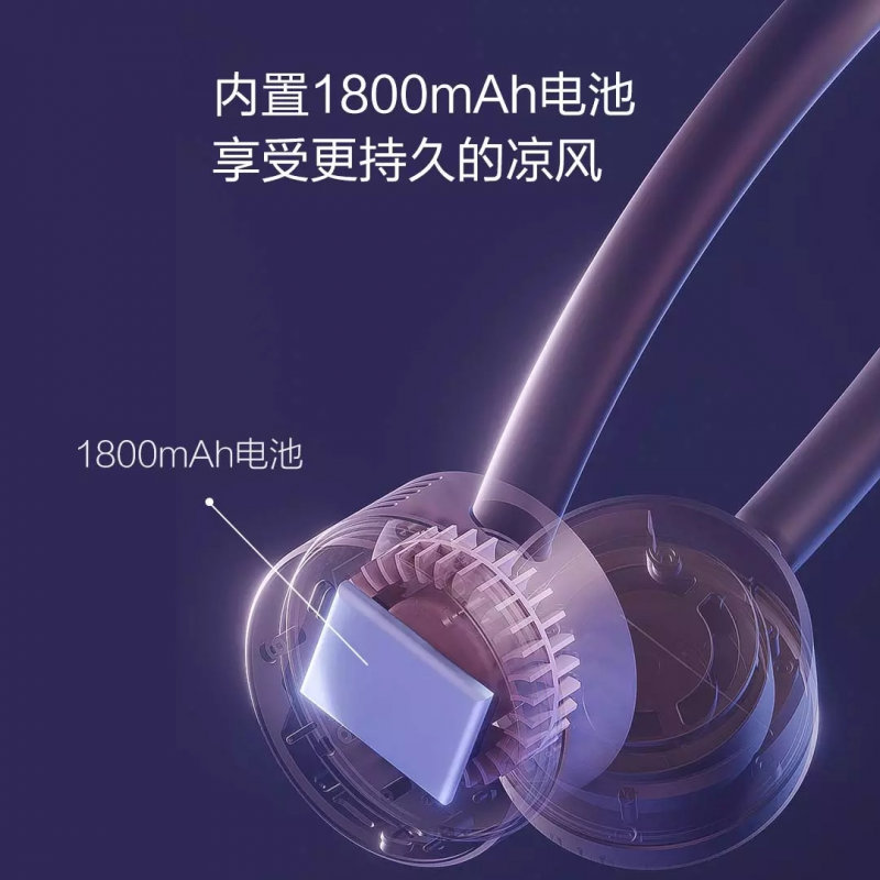Quạt treo cổ Xiaomi Qualitell Quạt tuabin ba tốc độ gió silicone thân thiện với da Điều chỉnh miễn phí 360 độ