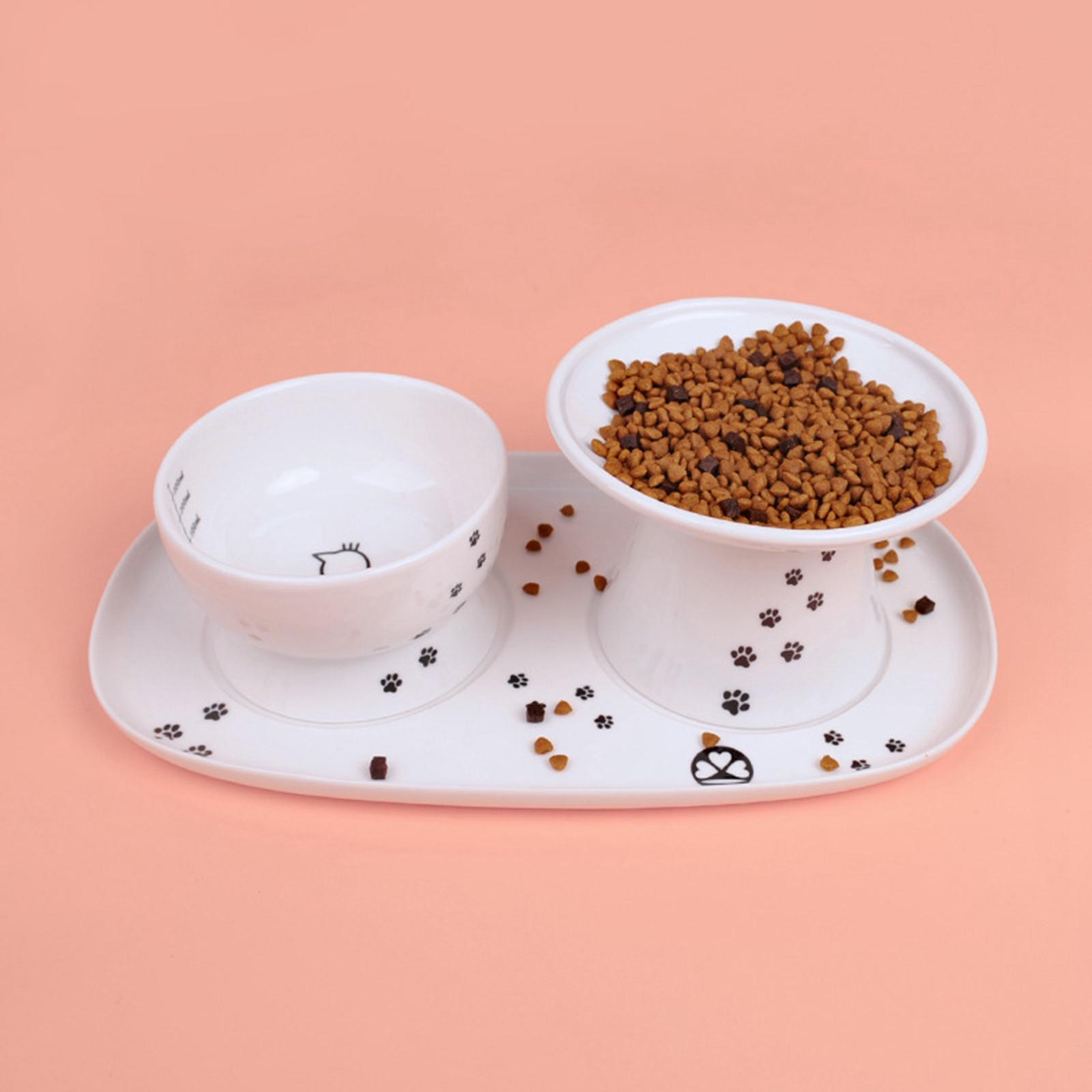 Pets Feeder Tray Water Dispenser Feeding Bowl Cats Food Bowl Plate for Small Dog