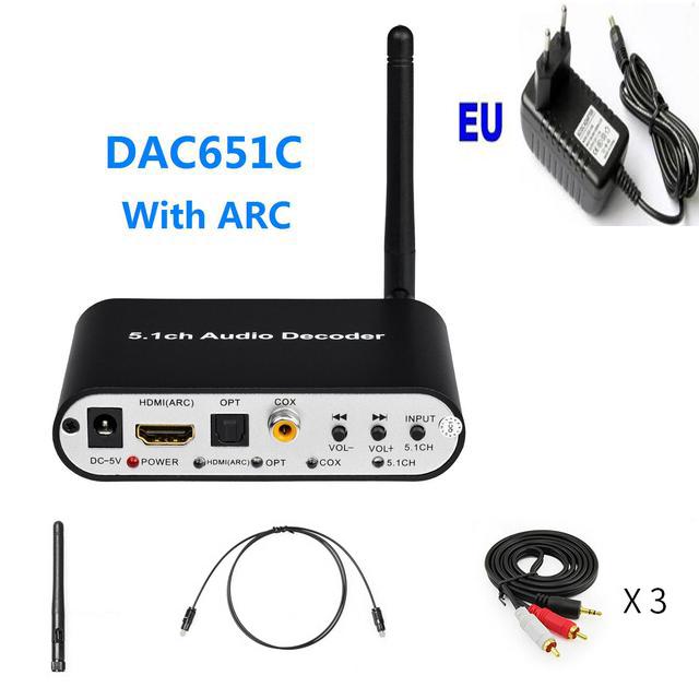 Bộ giải mã âm thanh HDMI DTS 5.1 Bộ thu Bluetooth 5.0 DAC DTS AC3 FLAC APE 4Kx2K Bộ chuyển đổi trích xuất HDMI sang HDMI SPDIF ARC