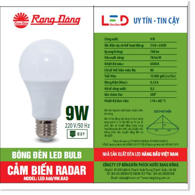 Đèn cảm biến radar 7W/9W/15W LED Rạng Đông