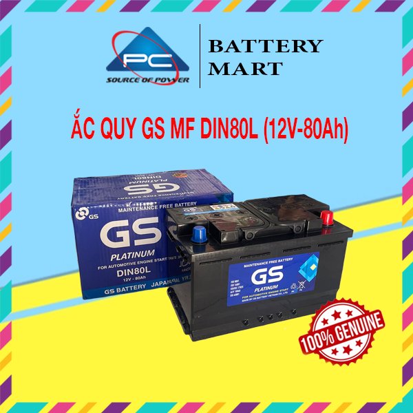 Bình Ắc Quy 12V-80Ah, Ắc Quy Ô Tô GS MF DIN 80L