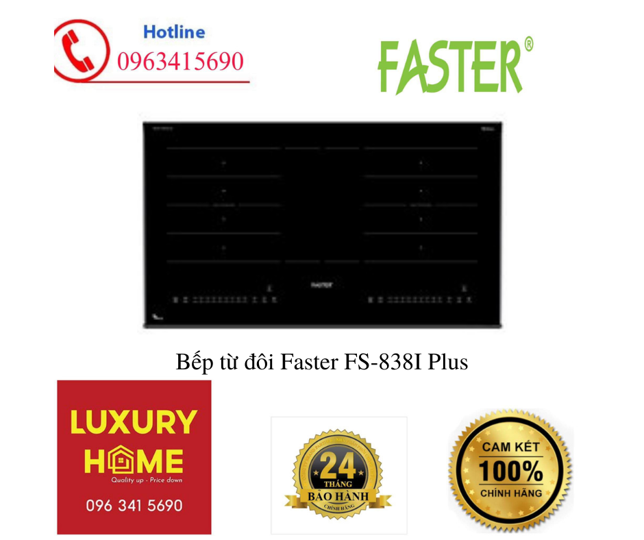 Bếp từ đôi Faster FS-838I Plus- Made in Malaysia - Hàng chính hãng