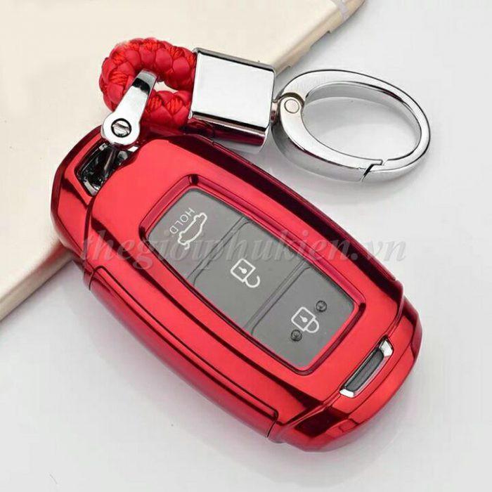 Ốp silicon màu bảo vệ chìa khóa xe Hyundai Accent, Hyundai Kona, Hyundai Santafe 2019 kèm móc đeo INOX