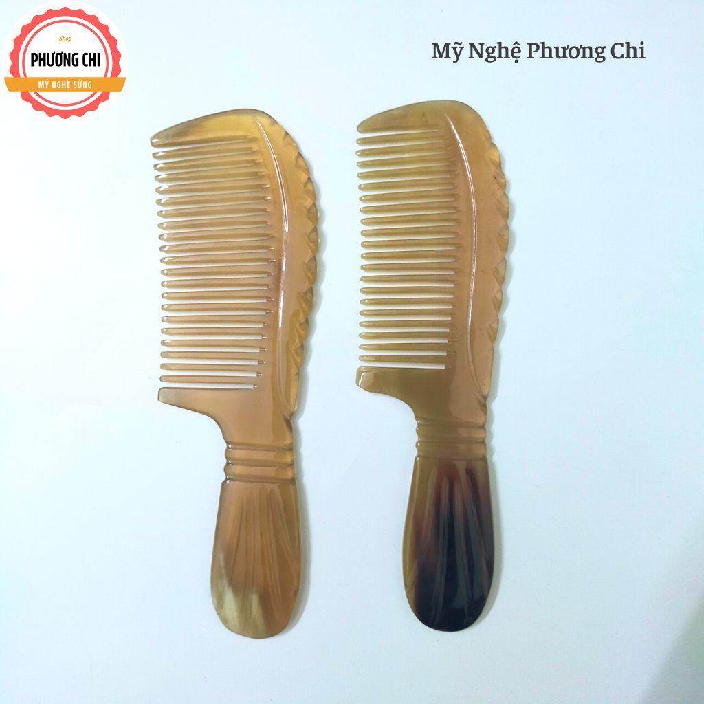 Lược sừng trâu khía màu trắng nưa đẹp dài 16cm, lược chải tóc gỡ rối massage đầu