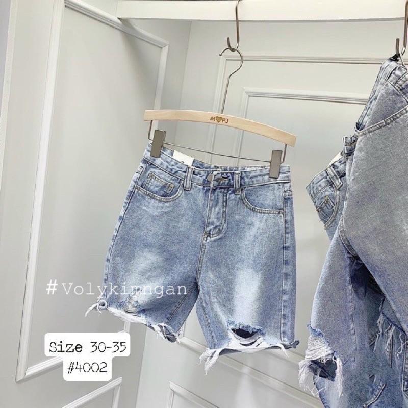 Quần ngố jean nữ rách    Quần ngố jean nữ rách lưng cao size đại từ 40kg đến 80kg bigsize 2Kjean Ms4002