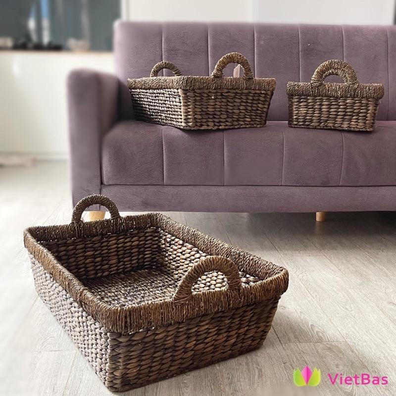 Khay lục bình VIETBAS chữ nhật màu đen 3 size MAU80