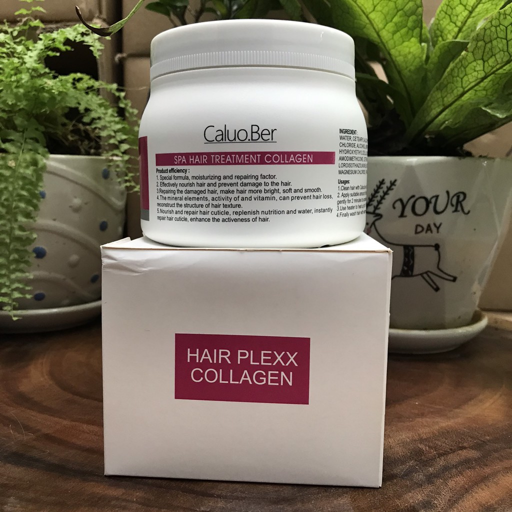 Hấp dầu siêu mượt Collagen Spa Hair Treatment Caluo.Ber 500ml (HỒNG)