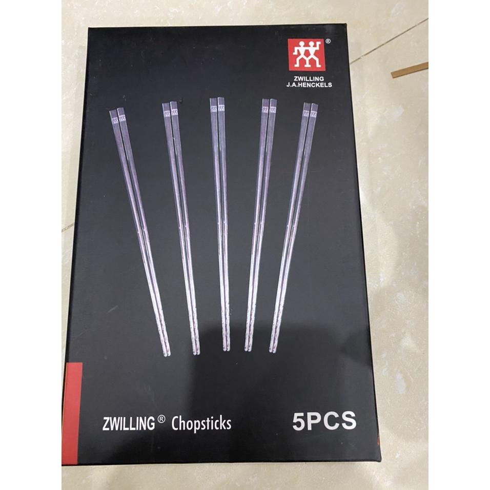 HỘP SET 5 ĐÔI ĐŨA INOX Hãng Zwilling Của Đức Siêu Hót Hít Dễ Dàng Vệ Sinh