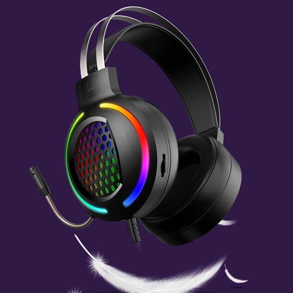 Hollow RGB Gaming Headset Wired Computer Headset Heavy Bass 7.1 Usb Headset With Microphone