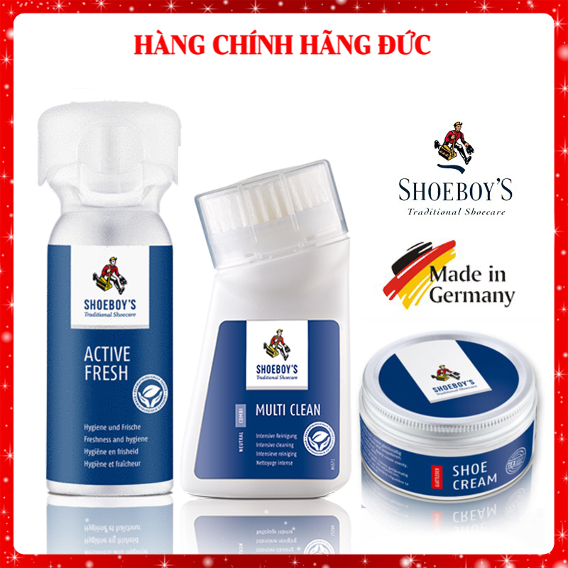 Combo kem vệ sinh giày + xịt khử mùi giày + xi đánh giày Shoeboy's chính hãng nhập khẩu từ Đức (SB-BA2)