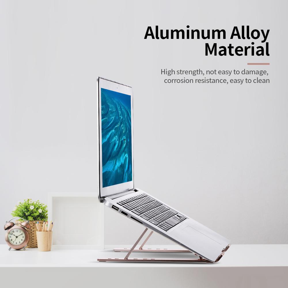 6-level Adjustable Laptop Stand Portable Aluminum Alloy Laptop Stand Foldable Non-slip Notebook Holder Black