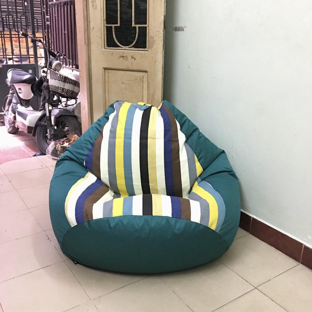 Ghế xốp dáng lê họa tiết , cỡ M, thô canvas mix tone Xanh