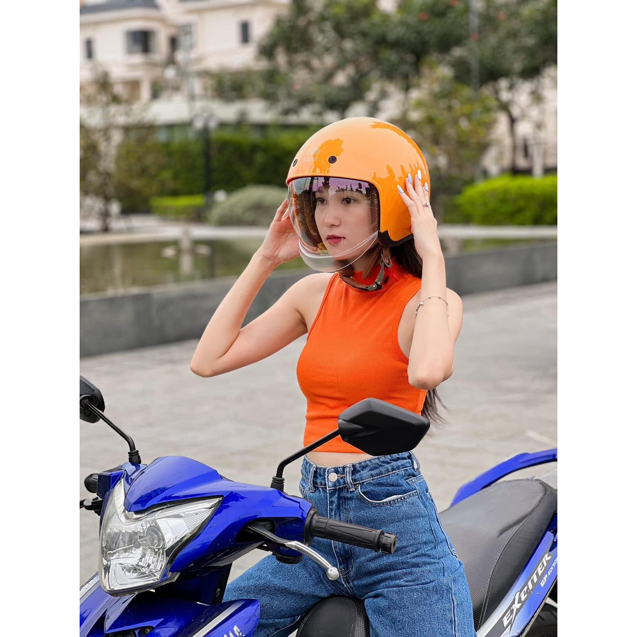 Mũ Bảo Hiểm Moto, Xe Máy Kính Âm M139