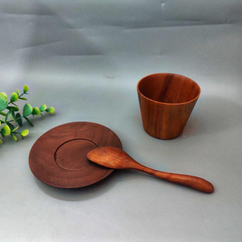 Cốc Gỗ Uống Nước, Trà, Cà Phê Gỗ Gõ Tự Nhiên Cỡ 7x8 cm Của Craft Closet