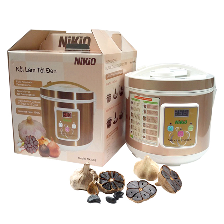 Máy Làm Tỏi Đen Nikio NK-688 - Nồi Ủ Tỏi Đen Cao Cấp, Công Nghệ Nhật Bản, Làm Tỏi Và Sấy Khô Tự Động, Tỉ Lệ Thành Công 99%, Tỏi Thơm Ngon Chuẩn Vị - Dung Tích 5 Lít, Làm Được 1.5 Kg Tỏi - Hàng Chính Hãng