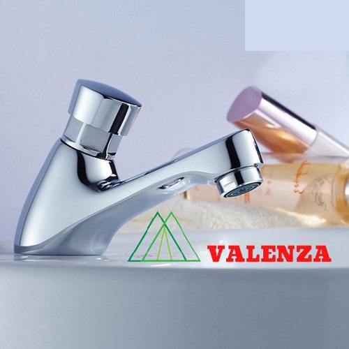 Vòi lavabo lạnh nhấn hơi đồng mạ crome kèm dây cấp nước-hàng chính hãng