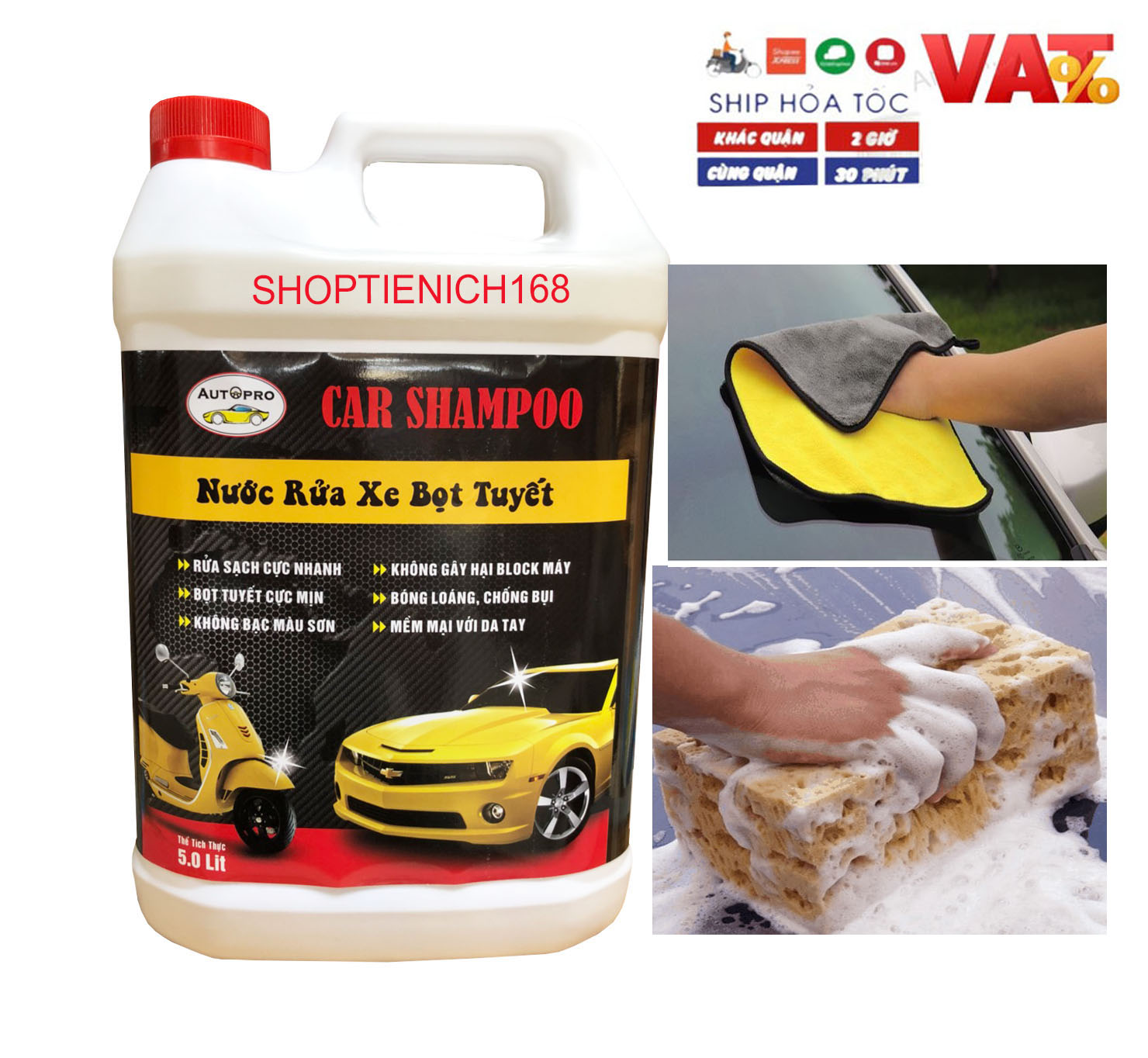 Nước rửa xe bọt tuyết chuyên dụng Car Shampoo 20L cho ô tô xe máy(Giao 2 can