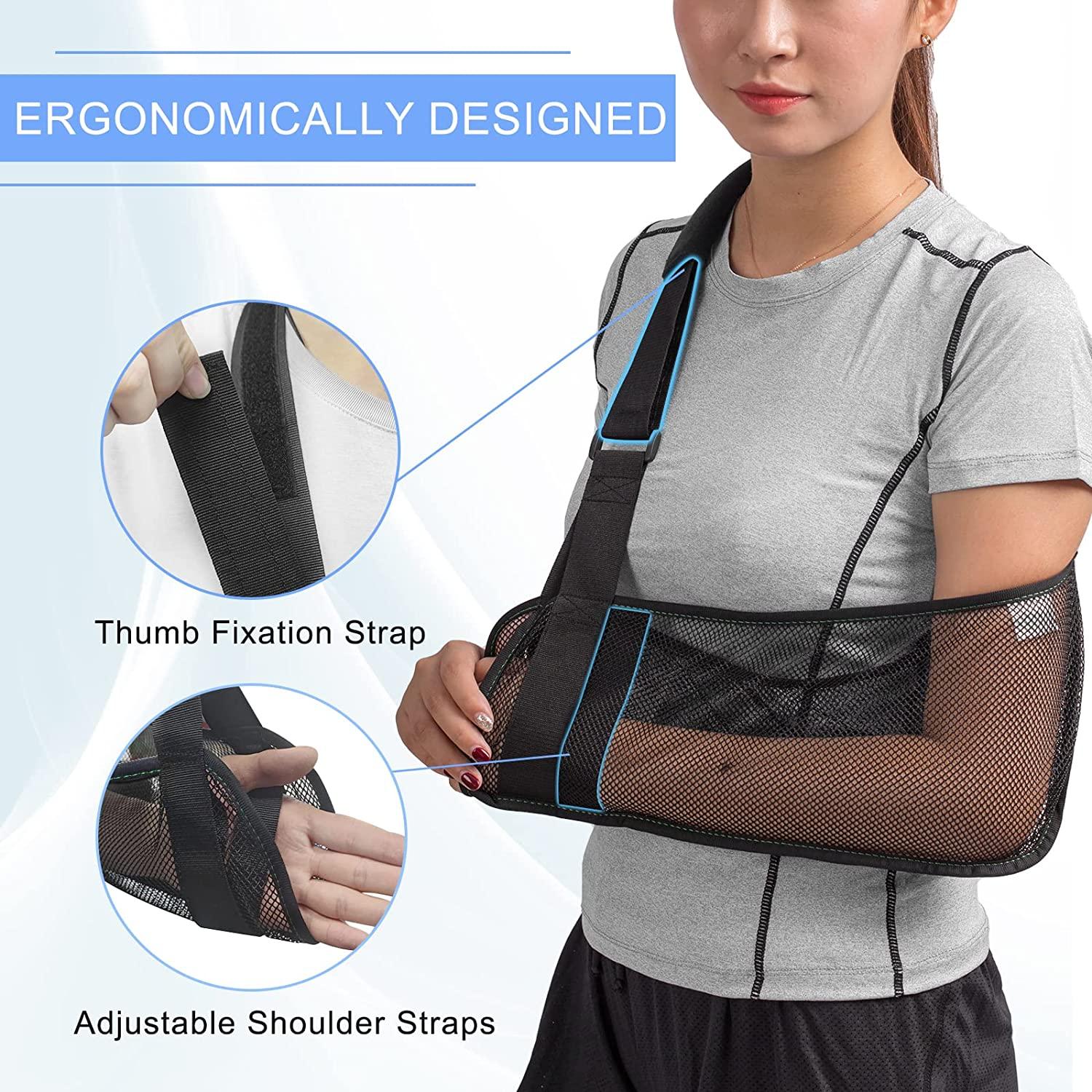 Đai y tế để cố định cánh tay, vai và vòng bít quay Có dây đeo hỗ trợ Vải nhẹ và thoáng khí Màu đen
