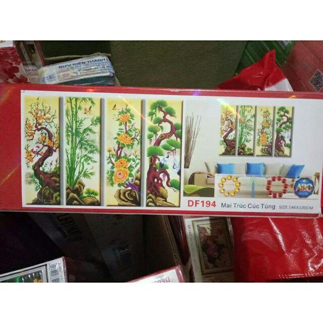 Tranh đính đá MAI TRÚC CÚC TÙNG  146×100cm chưa đính.