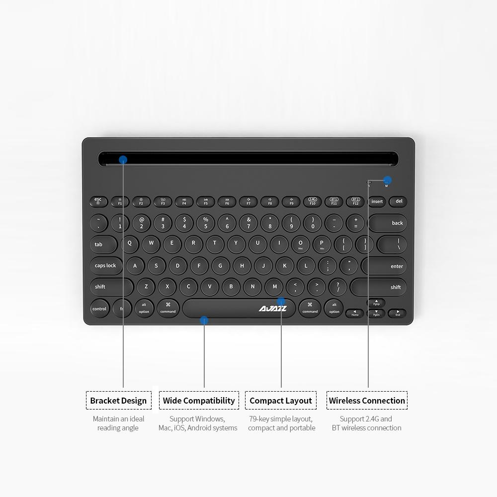 Bàn phím không dây Ajazz 320i Bàn phím không dây 2.4GHz BT -công thái học 79 Phím Bàn phím có giá đỡ - Màu trắng