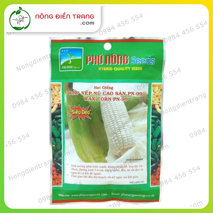 Hạt Giống Bắp Nếp Nù Siêu Sẻo Cao Sản Phú Nông - Gói 100g - Hạt to đều, Năng suất cao, Sinh trưởng mạnh, Kháng bệnh tốt VTNN Nông Điền Trang