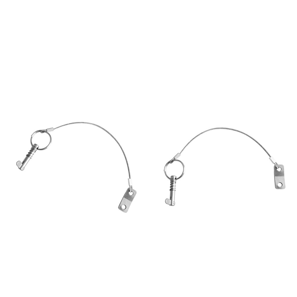 2PCS Marine Boat Top Pin Quick Release Pin Stainless Steel & Lanyard Bimini