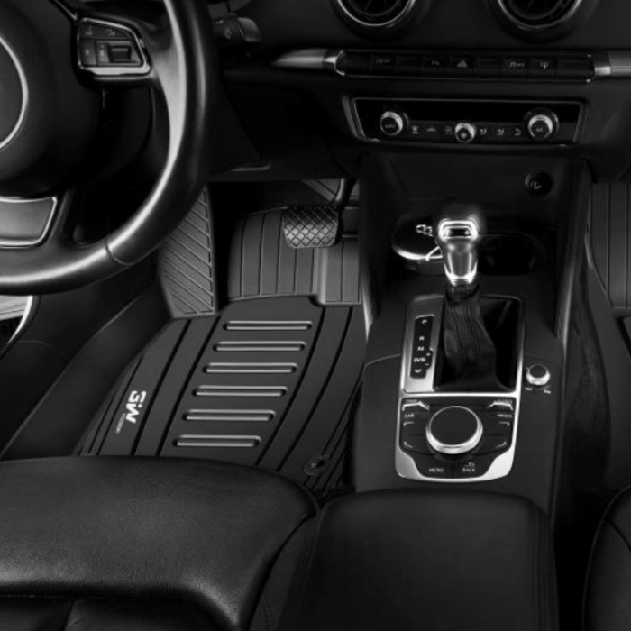 Thảm lót sàn xe ô tô Audi A6 2019- đến nay Nhãn hiệu Macsim 3W chất liệu nhựa TPE đúc khuôn cao cấp - màu đen.'