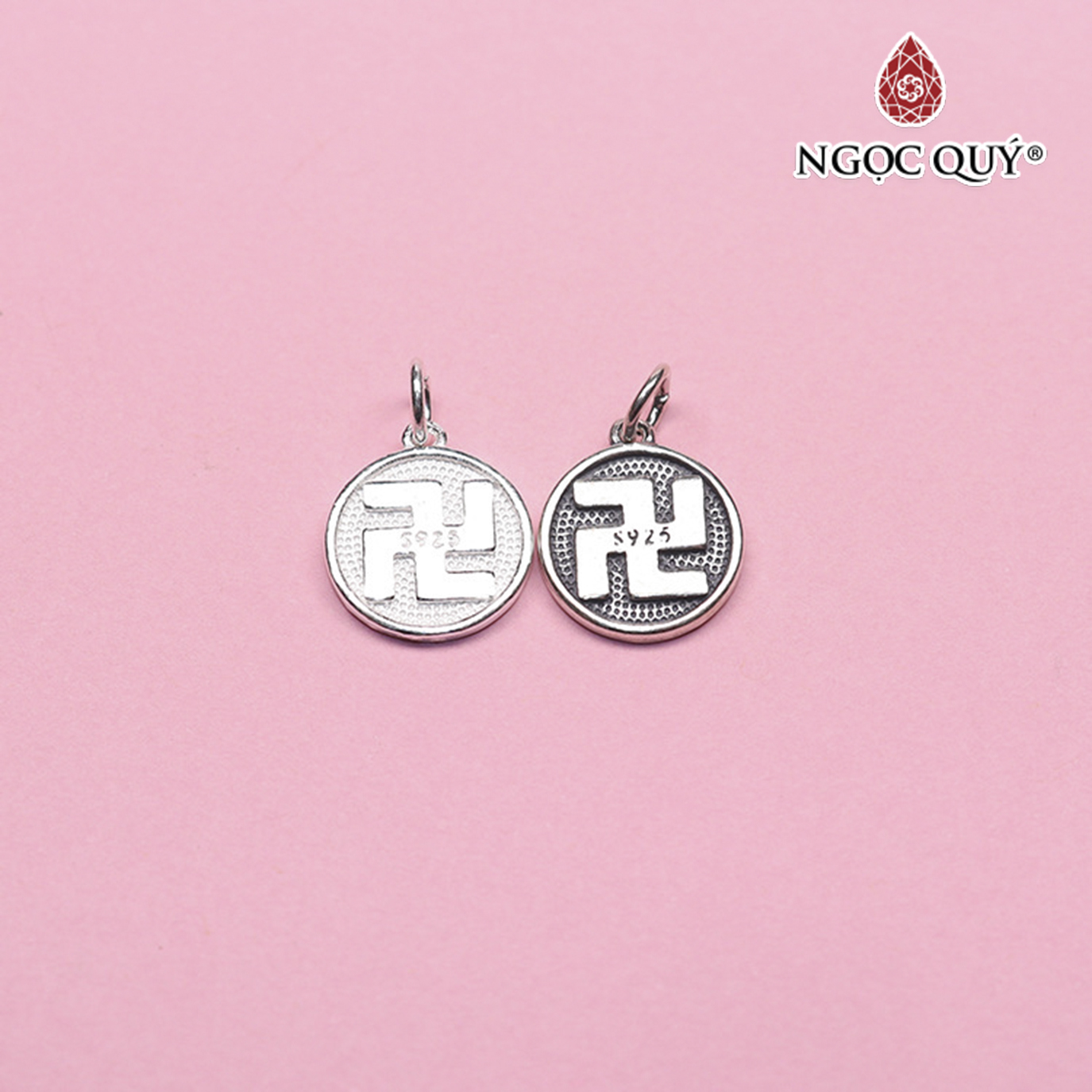 Charm bạc chữ vạn treo - Ngọc Quý Gemstones