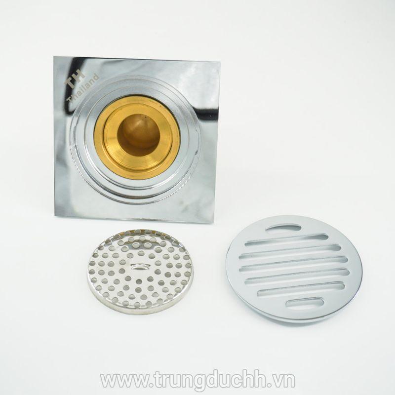 Phễu thoát sàn đồng mạ Chrome đáy hình thoi bằng đồng cao cấp HG05.chống mùi hôi tuyệt đối