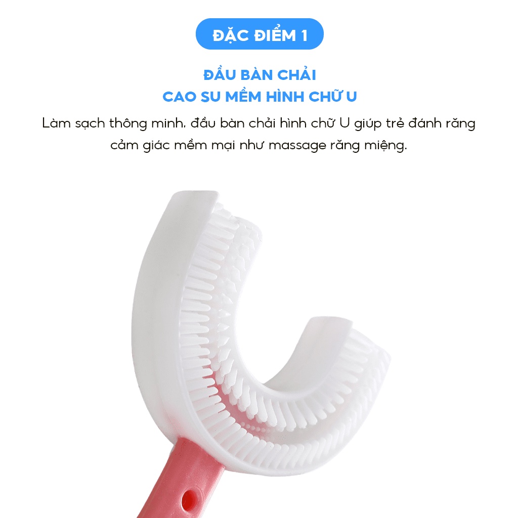 Bàn chải đánh răng chữ U cho bé 2 tuổi đến 9 tuổi- Chất liệu Silicone mềm mại an toàn cho bé