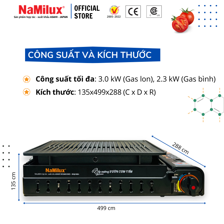 Bếp Nướng Tích Nhiệt NaMilux GM3053PF Size Lớn│BBQ, Camping, Dã Ngoạ│Vỉ Chống Dính Teflon - Whitford│Van An Toàn 2S Double Safety│Hàng Chính Hãng