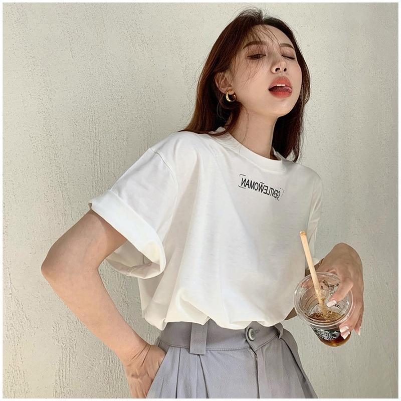 MS6658 Áo thun nữ cổ tròn basic in chữ Gentlewoman