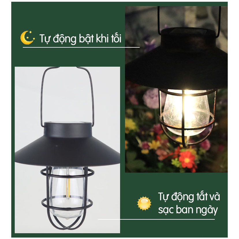 Đèn Năng Lượng Mặt Trời Đèn Ngoài Trời chống thấm nước phong cách retro - K1598