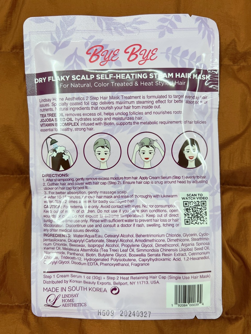 Bộ Mặt nạ dưỡng tóc Lindsay - Bye Bye Dry Flaky Scalp Self - Heating Steam Hair Mask