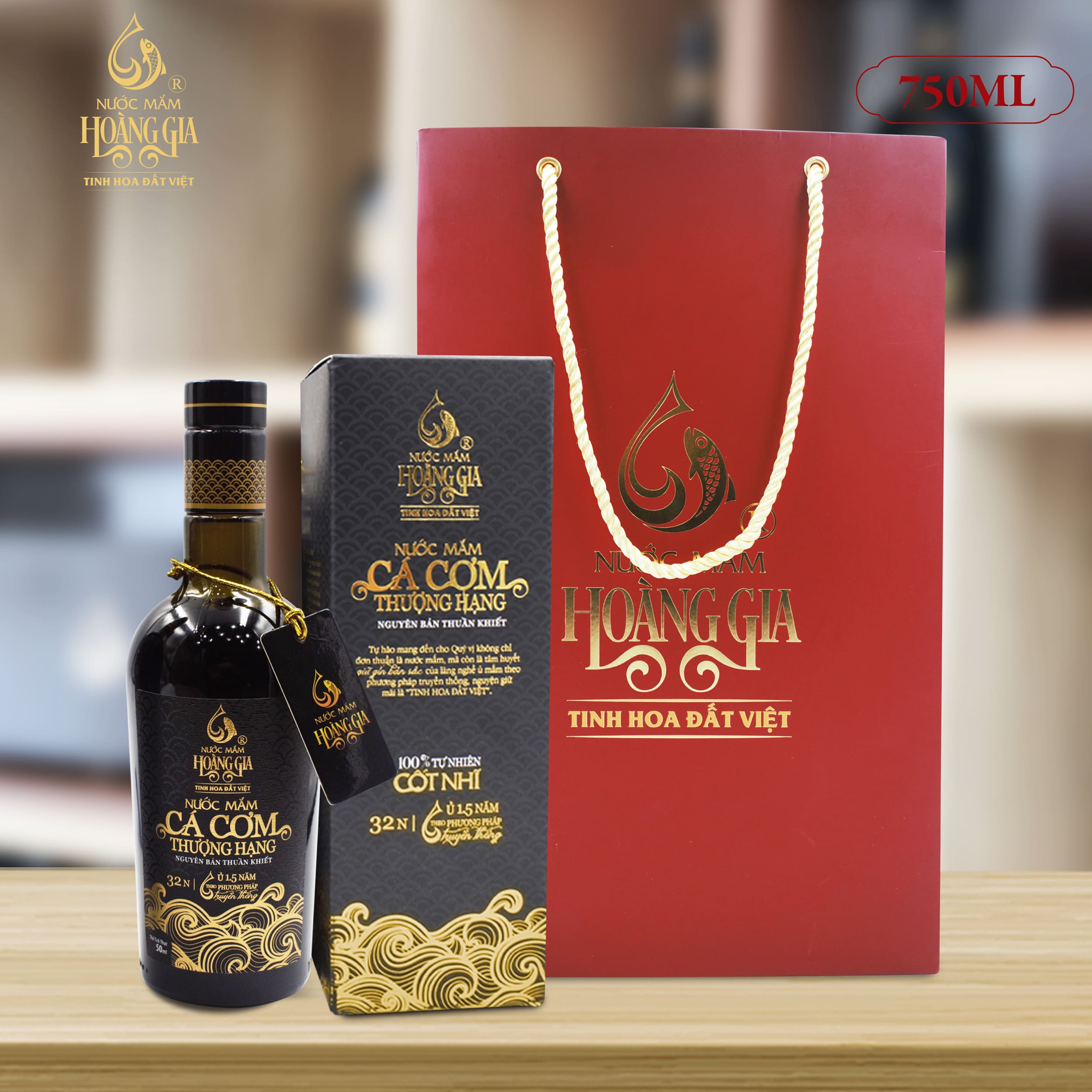 [Hộp giấy 750ml] Nước mắm cá cơm thượng hạng Hoàng Gia ủ chượp 1.5 năm – Quà tặng ẩm thực cao cấp​