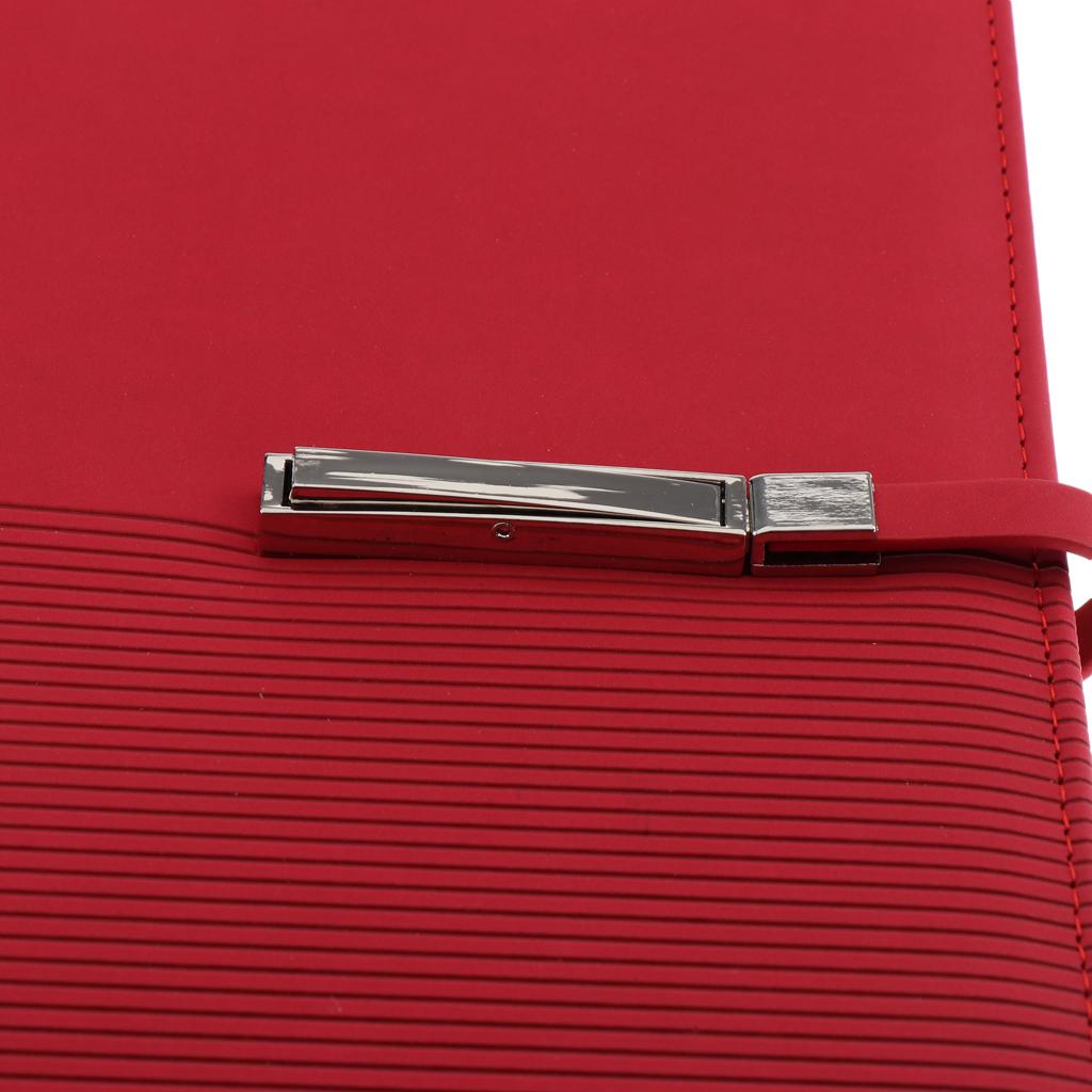 A5 Size Leather Notebook Loose Leaf Memo Diary Notebook with Buckle Red