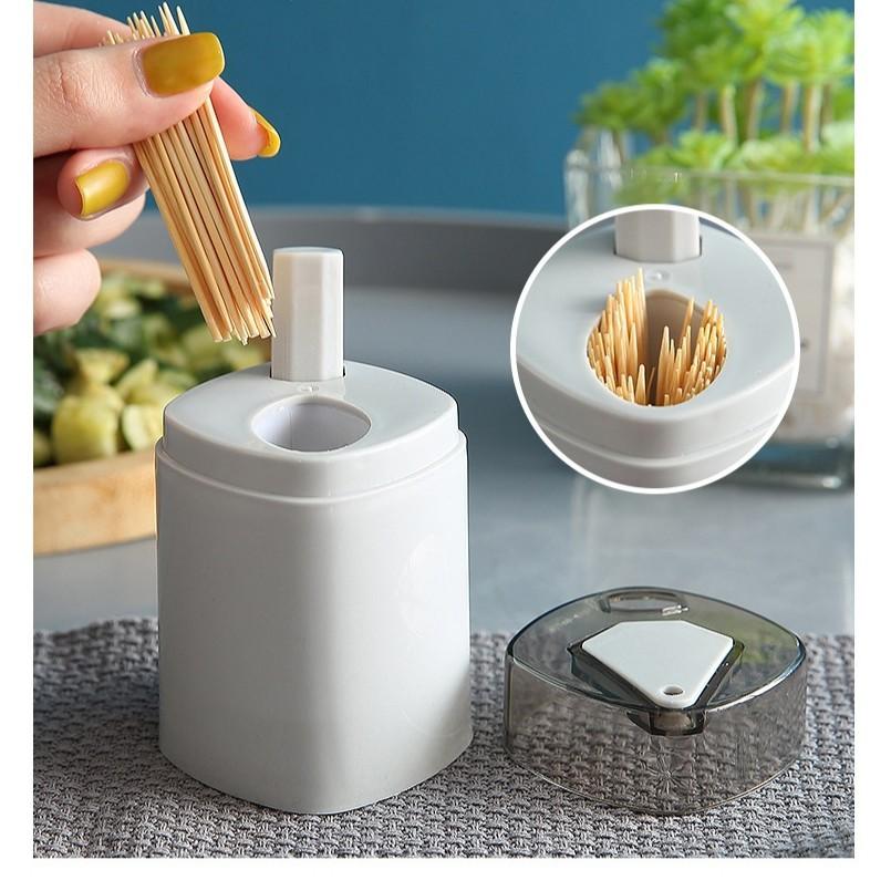 Hộp đựng tăm tự động, hũ tăm nhấn nút lấy tăm tiện lợi đủ màu